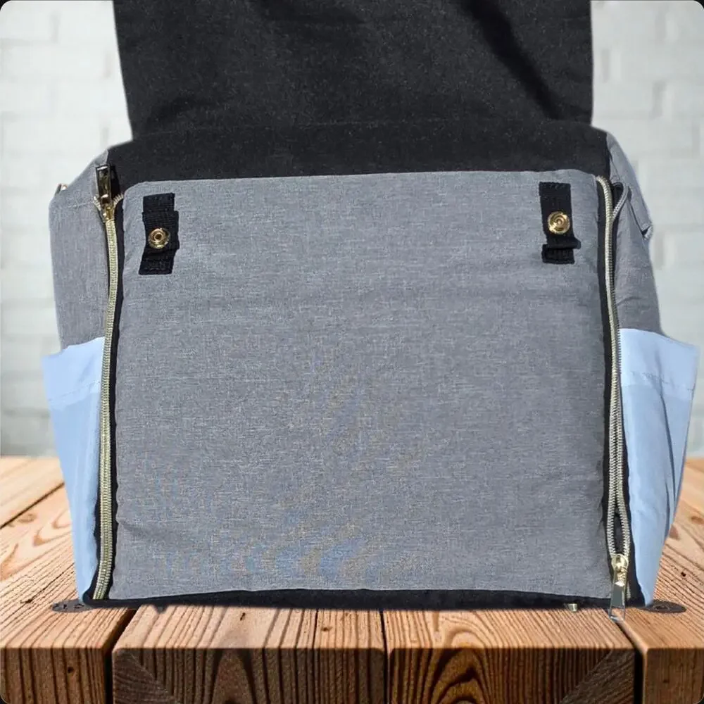 Baby Lamby Neutral Grey & Black Multi-Functional Diaper Bag Backpack